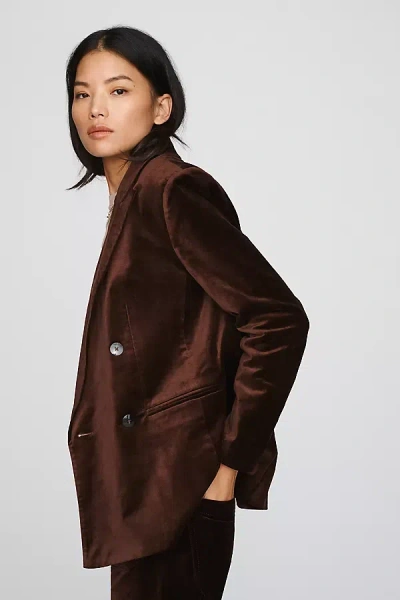 Maeve Velvet Blazer Jacket In Brown