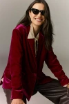 Maeve Velvet Blazer Jacket In Purple