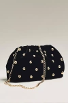 Maeve Velvet Studded Clutch In Black