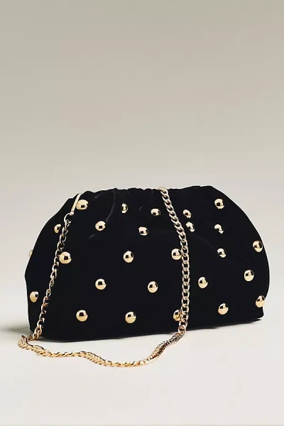 Maeve Velvet Studded Clutch In Black