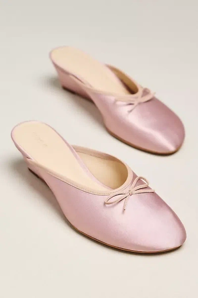 Maeve Velvet Wedge Mules In Pink