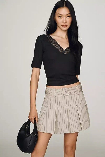 Maeve V-neck Henley T-shirt Top In Black