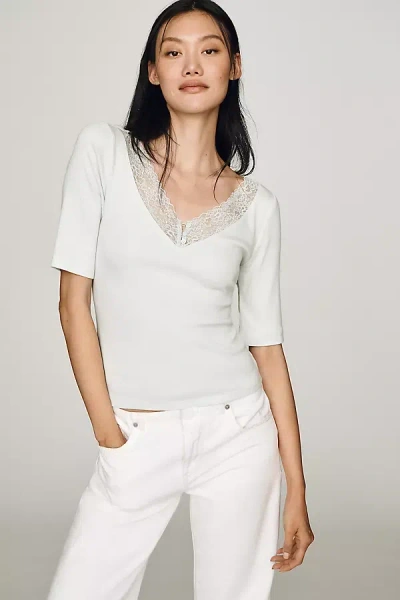 Maeve V-neck Henley T-shirt Top In Blue