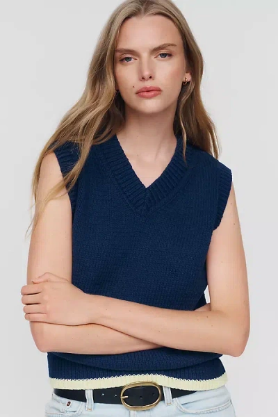 Maeve V-neck Sweater Vest In Blue