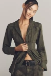 Maeve Waisted Buttondown Tunic In Green