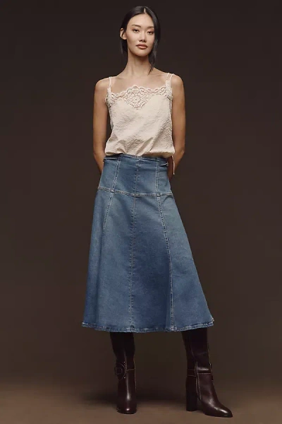 Maeve Waisted Denim Maxi Skirt In Blue