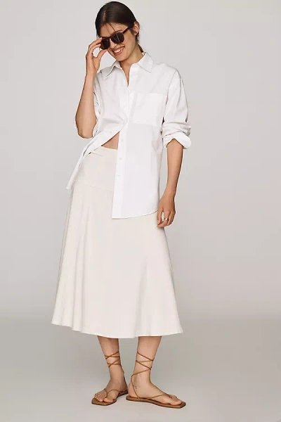 Maeve Waisted Denim Skirt In White
