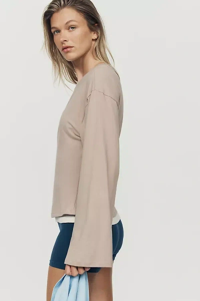 Maeve Waisted Long-sleeve Top In Neutral