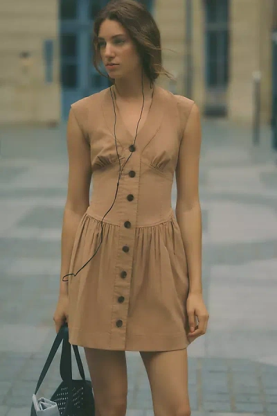 Maeve Waisted Mini Dress In Brown