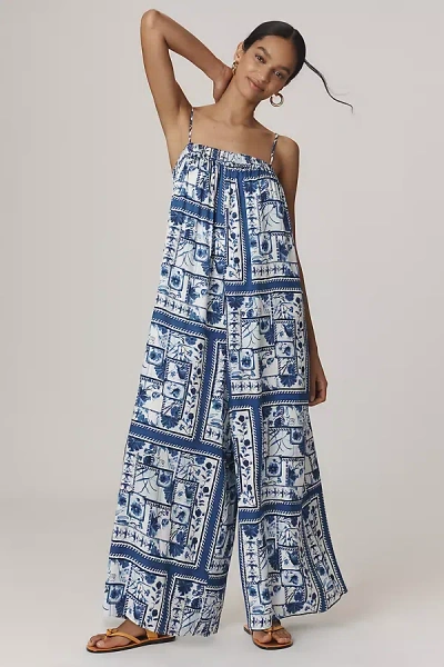 Maeve Waistless Wide-leg Jumpsuit In Blue