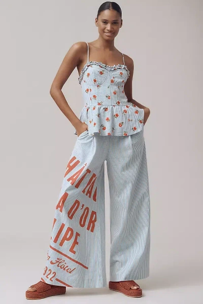 Maeve Wide-leg Peplum Linen Sleeveless Jumpsuit