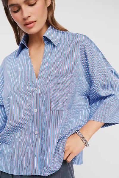Maeve Wide-cuff Buttondown Shirt In Blue