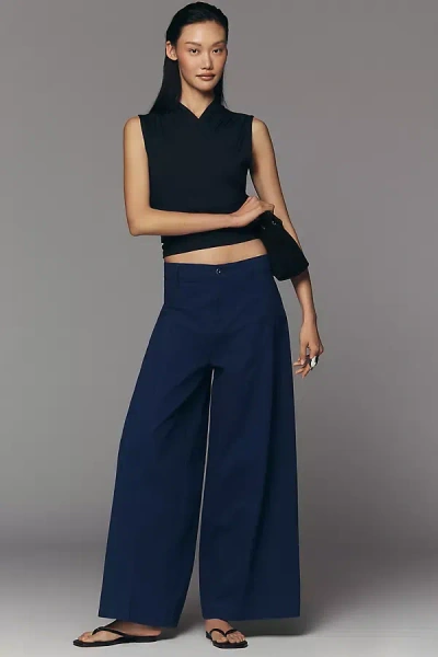 Maeve Wide-leg Pleated Trousers In Blue