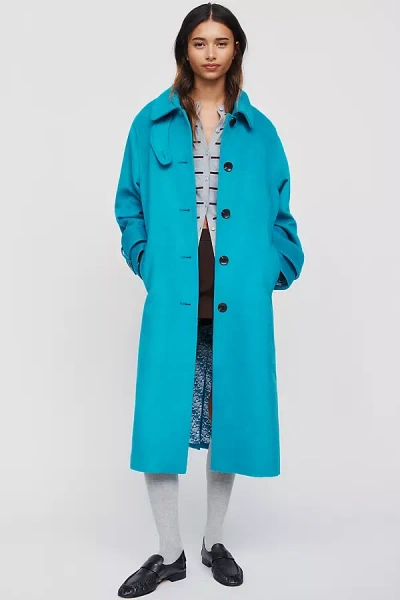 Maeve Wool Blend Balmacaan Coat Jacket In Blue