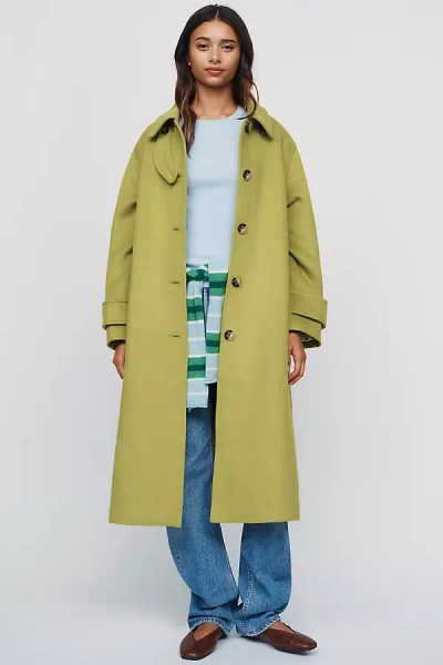 Maeve Wool Blend Balmacaan Coat Jacket In Green