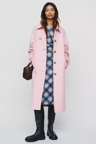 Maeve Wool Blend Balmacaan Coat Jacket In Pink