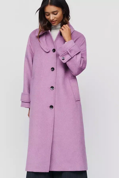 Maeve Wool Blend Balmacaan Coat Jacket In Purple