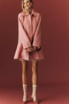 Maeve Wool Blend Drop-waist Coat Jacket In Pink