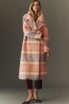 Maeve Wool Blend Plaid Long Coat Jacket In Multi