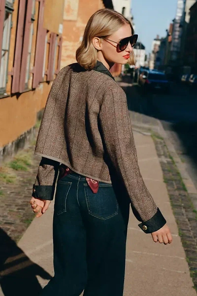 Maeve Wool Blend Shrunken Heritage Lady Jacket In Brown