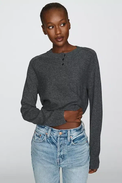 Maeve Wool Cashmere Henley Sweater In Gray