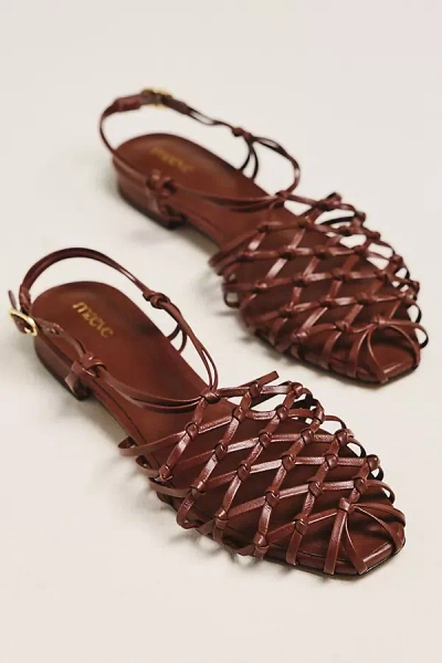 Maeve Woven Strappy Flat Sandals In Brown