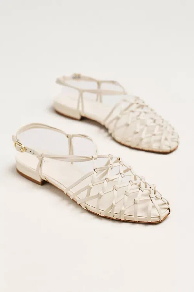 Maeve Woven Strappy Flat Sandals In White