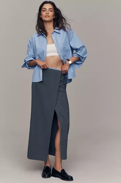 Maeve Wrap Pencil Midi Skirt In Gray