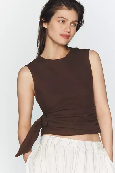 Maeve Wrap Sleeveless Top In Brown