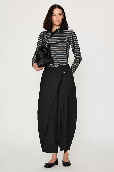 Maeve Wrap-front Barrel Trousers In Black