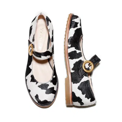 Mafalda Women's Black / White Betina Cow-print Mary Janes In Multi
