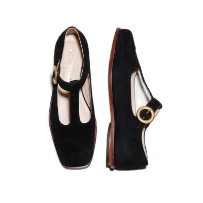Mafalda Women's Claire Black Suede Mary-jane Flats