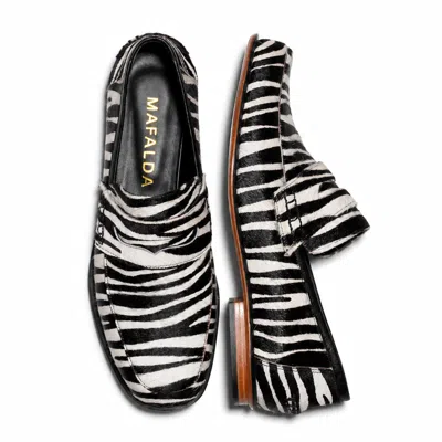 Mafalda Women's Neutrals Diana Zebra Pony Loafers In Black