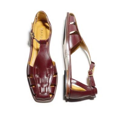 Mafalda Women's Neutrals Ida Burgundy Fisherman Sandals In Animal Print
