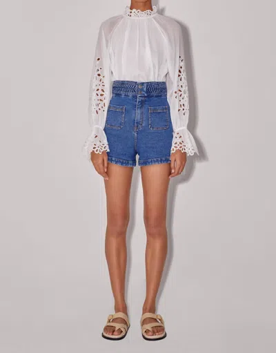 Magali Pascal Birkin High Waist Shorts In Blue