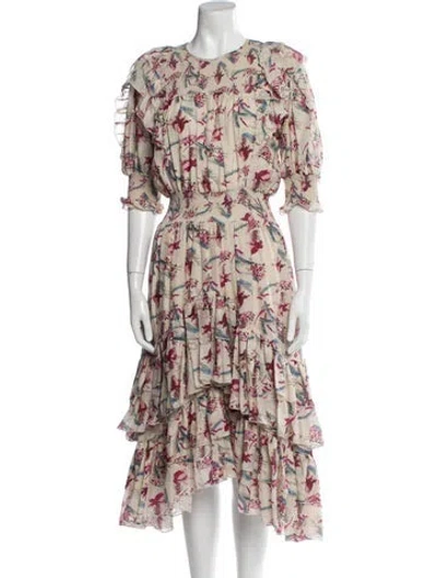 Pre-owned Magali Pascal Floral Print Long Dress In Neutral