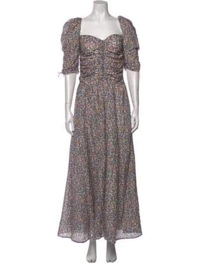 Pre-owned Magali Pascal Floral Print Long Dress W/ Tags In Multi