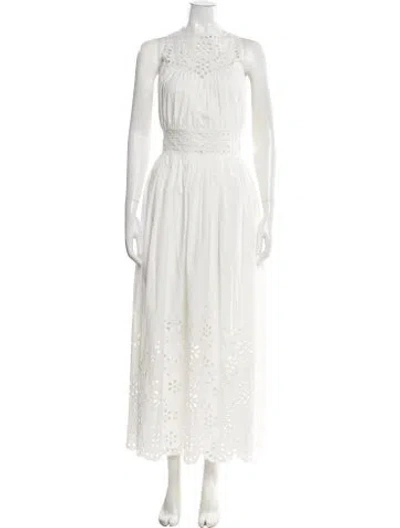 Pre-owned Magali Pascal Floral Print Long Dress In White