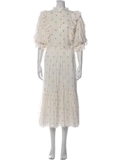 Pre-owned Magali Pascal Floral Print Midi Length Dress In Neutral