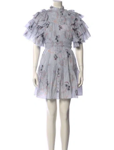 Pre-owned Magali Pascal Floral Print Mini Dress In Blue