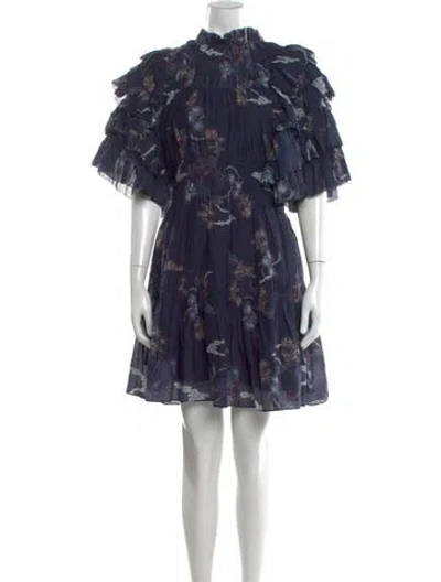 Pre-owned Magali Pascal Floral Print Mini Dress In Blue