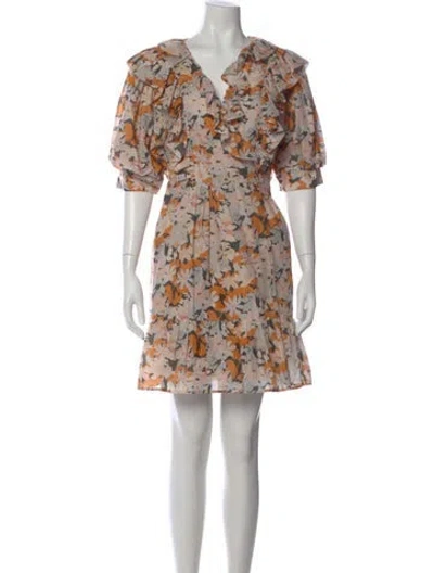 Pre-owned Magali Pascal Floral Print Mini Dress In Neutral