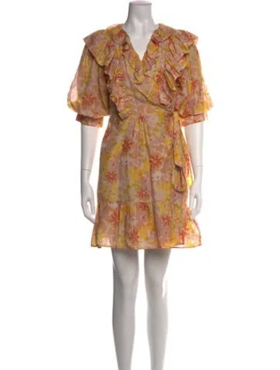Pre-owned Magali Pascal Floral Print Mini Dress In Yellow