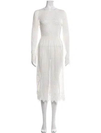 Pre-owned Magali Pascal Lace Pattern Midi Length Dress In Neutrals