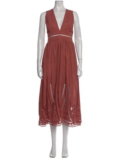 Pre-owned Magali Pascal Lace Pattern Midi Length Dress In Pink