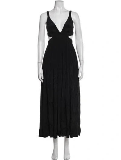 Pre-owned Magali Pascal V-neck Long Dress In Black