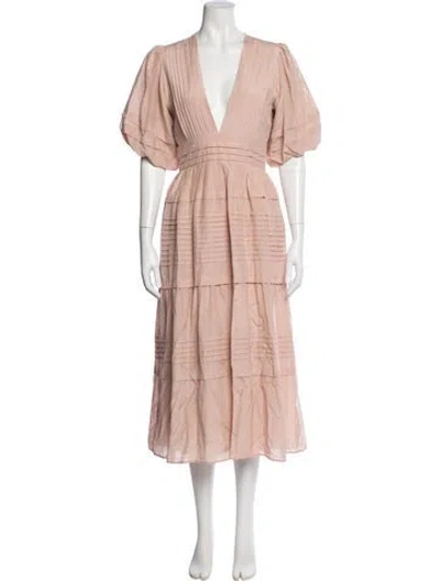 Pre-owned Magali Pascal V-neck Midi Length Dress In Pink