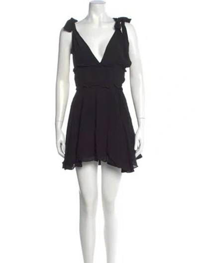 Pre-owned Magali Pascal V-neck Mini Dress In Black