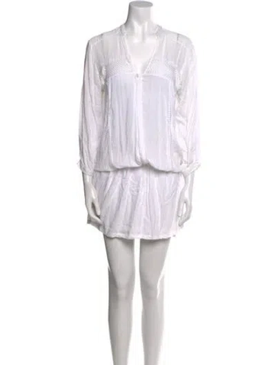 Pre-owned Magali Pascal V-neck Mini Dress In White