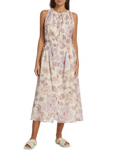 Magali Pascal Women's Mariana Floral Cotton-blend Midi-dress In Gray